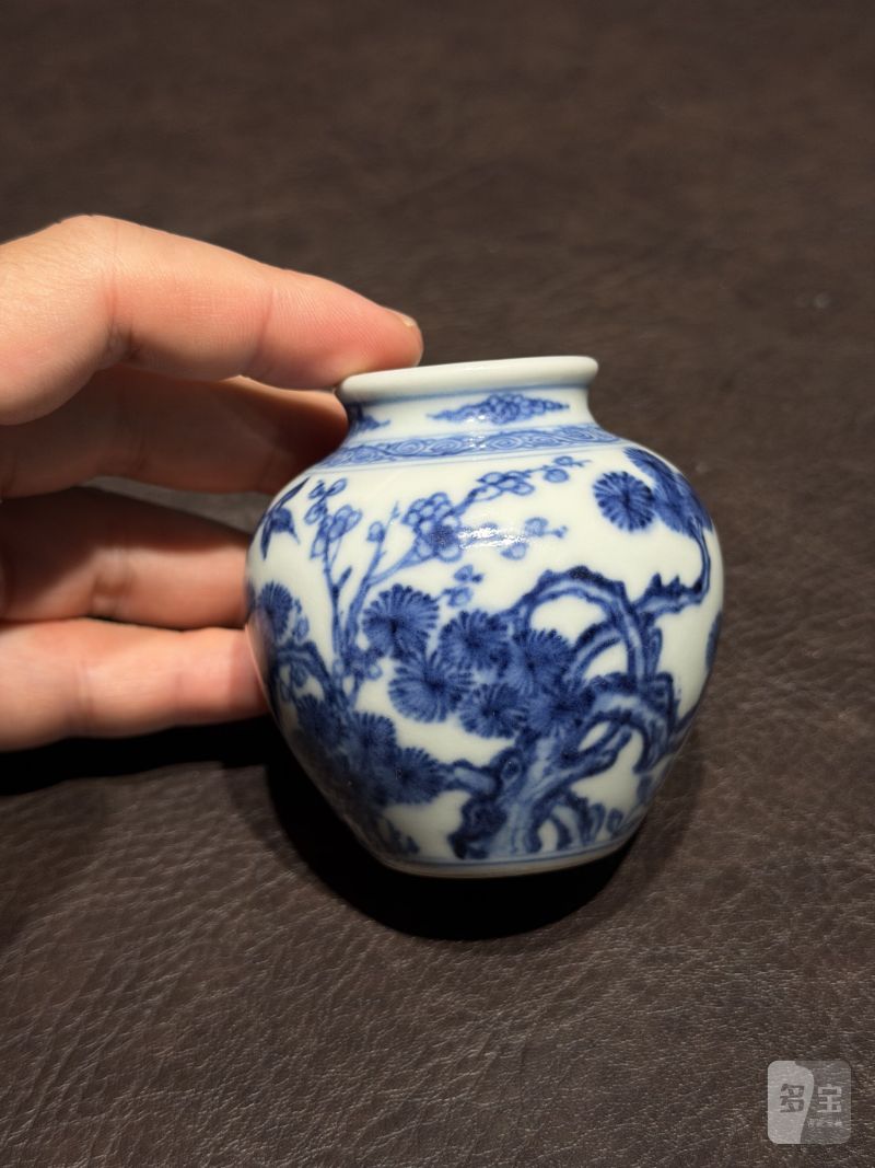 清雍正 青花岁寒三友图小太白罐 - 图13